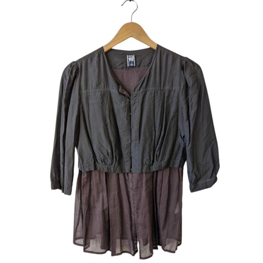 Free People Blouse with Clasps in Gray/Brown Size US 8